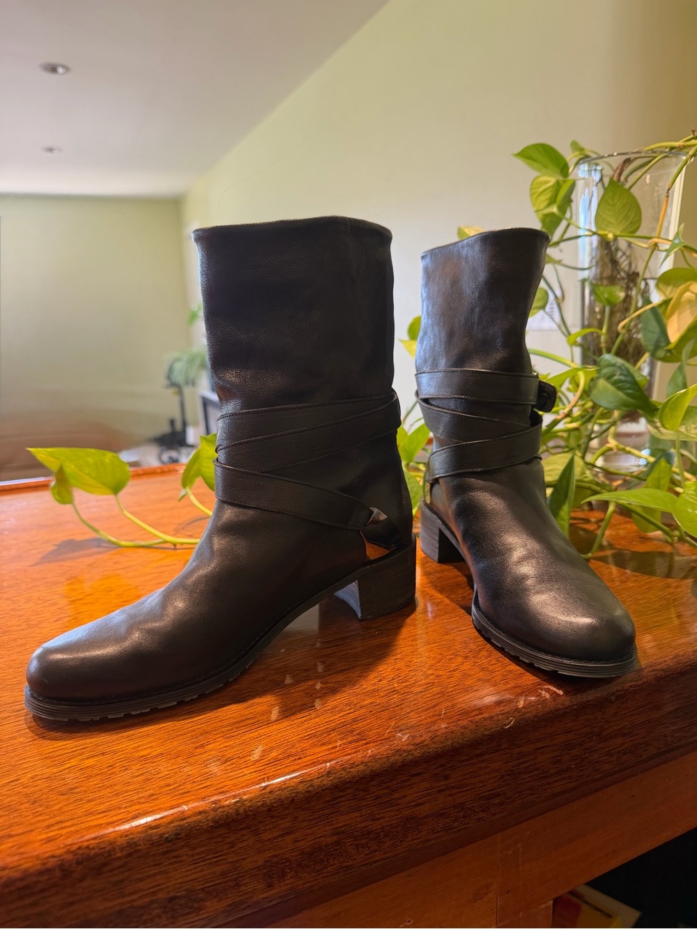 Stuart Weitzman Black Leather Moto Style Boots